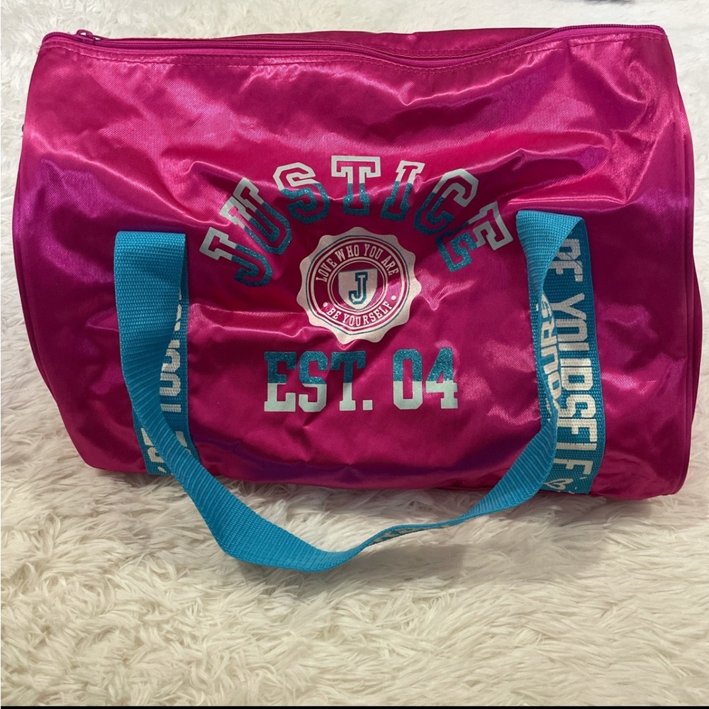 Vintage Justice Pink and Blue Duffle Bag